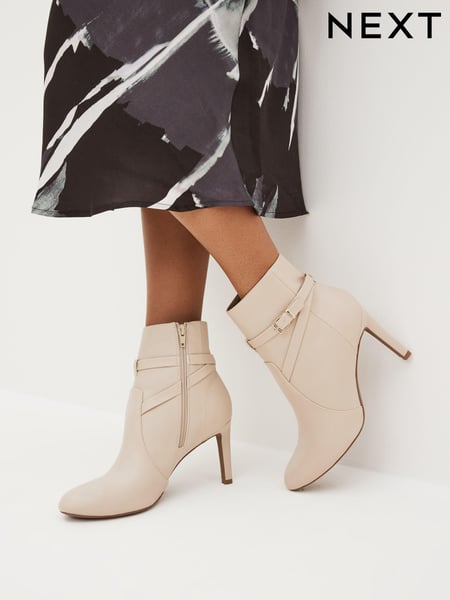 Cream Regular/Wide Fit Forever Comfort® Buckle Detail Heeled Ankle Boots (D83829) | € 12