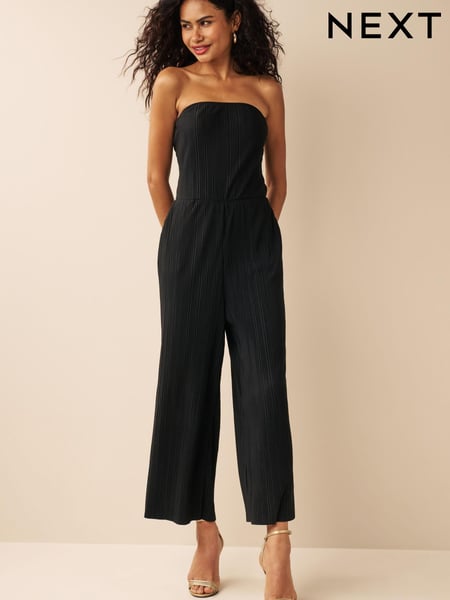 Black Plissé Bandeau Jumpsuit (D83840) | € 10