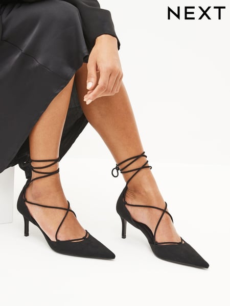 Black Forever Comfort® Point Toe Wrap Heels (D84256) | € 11