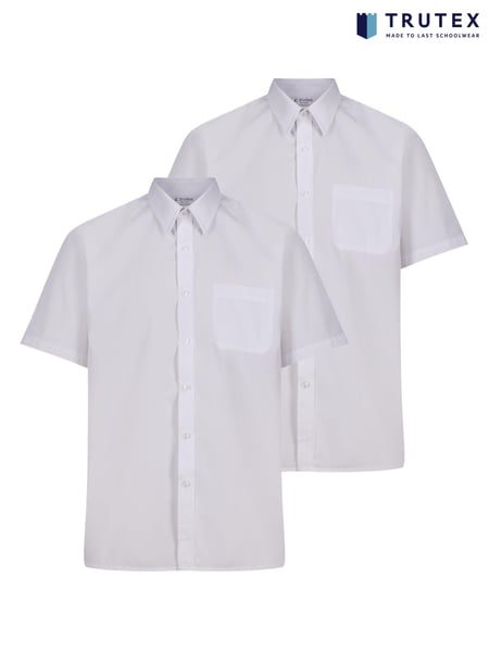 Trutex Boys White Non Iron Short Sleeve School Shirts 2 Pack (D86794) | € 16 - € 18