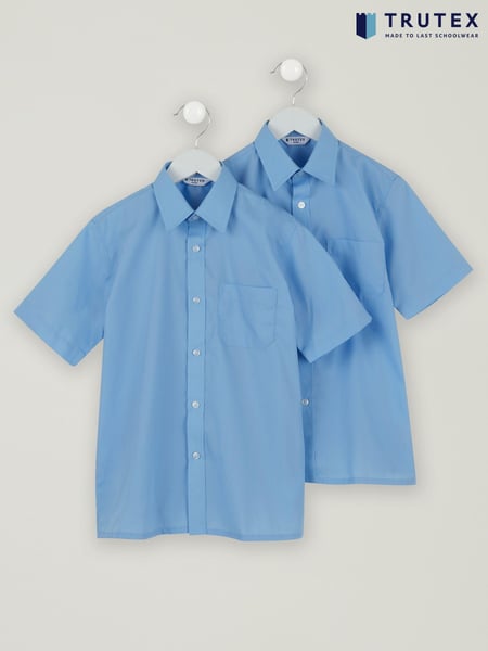 Trutex Boys Blue Non Iron Short Sleeve School Shirts 2 Pack (D86795) | € 14 - € 16