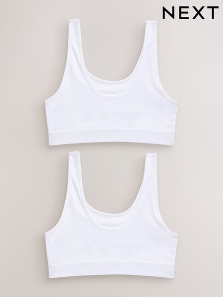White Seamfree Scoop Crop Tops 2 Pack (7-16yrs) (D86833) | € 17