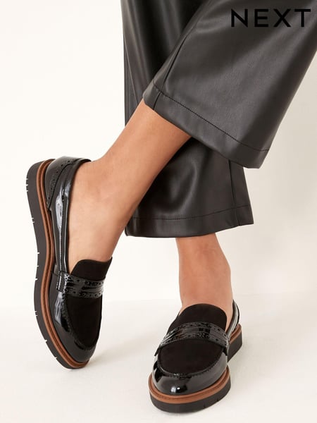 Schwarz - Forever Comfort® Brogue Detail Chunky Sole Loafers (D87543) | 51 €