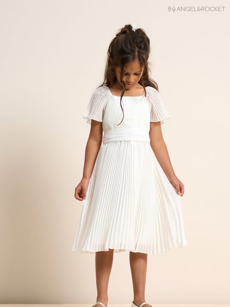Angel & Rocket White Pleated Ballerina Occasion Bow Dress (D89573) | € 98 - € 119