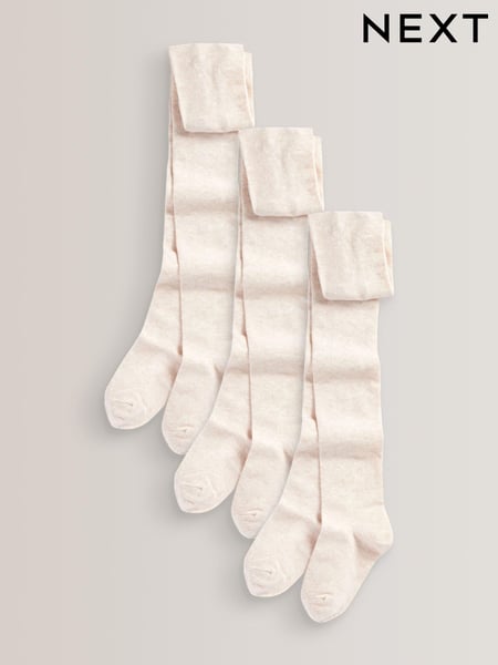 Oatmeal Regular Length 3 Pack Cotton Rich School Tights (D90389) | € 16 - € 23