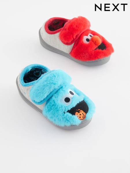 Rot/Blau - Sesame Street Touch Fastening Cupsole Print Slippers (D90824) | 12 € - 14 €