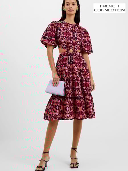 French Connection Pink Felicity Cotton Cut Out Dress (D97503) | € 64