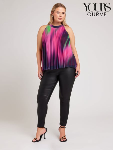 Yours Curve Pink Abstract Pleated Top (E00290) | € 83