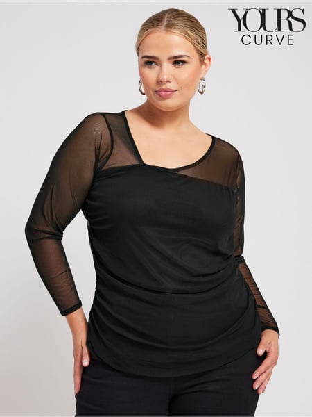 Yours Curve Black London Asymmetric Neck Top (E00462) | € 50