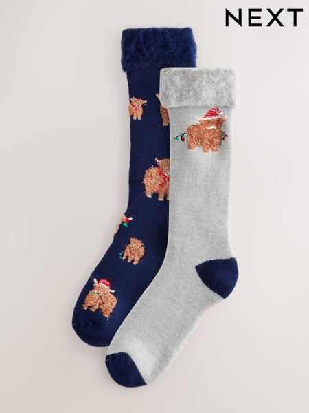 Navy/Grey 2 Pack Christmas Hamish Heavyweight Socks (E00546) | € 12