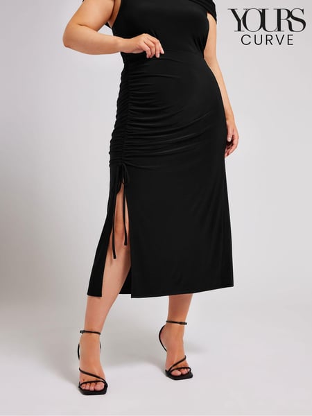 Yours Curve Black Ruched Skirt (E00593) | € 56