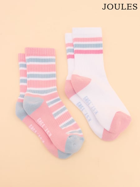 Joules Kids' Volley Pink & Blue Pack of Two Tennis Socks (E00788) | € 12