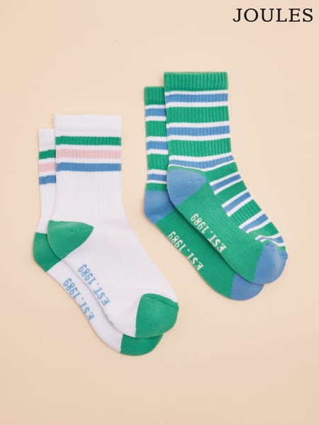 Joules Kids' Volley Green & Blue Pack of Two Tennis Socks (E00793) | € 12