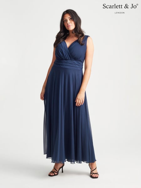 Scarlett & Jo Navy Blue Nancy Marilyn Mesh Maxi Dress (E01380) | € 133