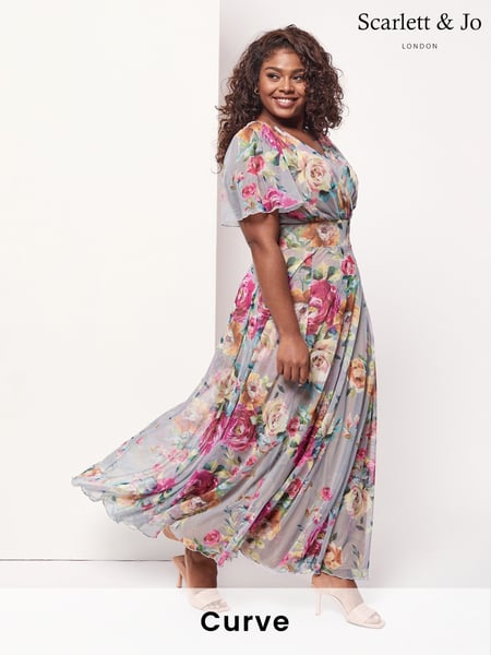 Scarlett & Jo Silver Isabelle Angel Sleeve Maxi Dress (E01381) | € 148