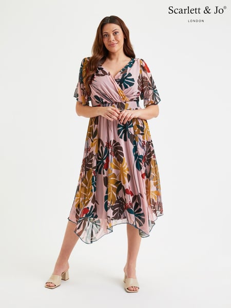 Scarlett & Jo Pink Multi Tropical Julie Hanky Hem Dress (E01452) | € 74