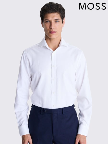MOSS White Dobby 100% Cotton Shirt (E01542) | € 78