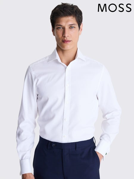 MOSS White Tailored Fit Dobby 100% Cotton Shirt (E01550) | € 78