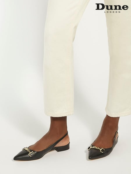 Dune London Black Wide Fit Hopeful Branded-Snaffle-Trim Ballet Shoes (E02138) | € 66
