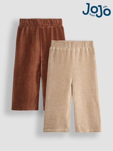 JoJo Maman Bébé Fawn Brown 2-Pack Cord Velour Flare Leggings (E02552) | € 37
