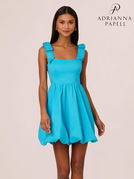 Adrianna Papell Blue Tie Shoulder 100% Cotton Bubble Dress (E03052) | € 108