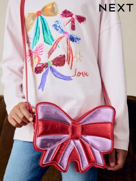 Red/Pink Metallic Bow Cross-Body Bag (E04468) | € 21