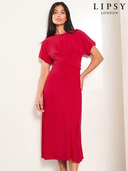 Lipsy Red Cross Front Underbust Jersey Midi Dress (E04613) | € 32