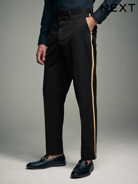 Black Tuxedo Trousers With Gold Tape Detail (E04629) | € 27