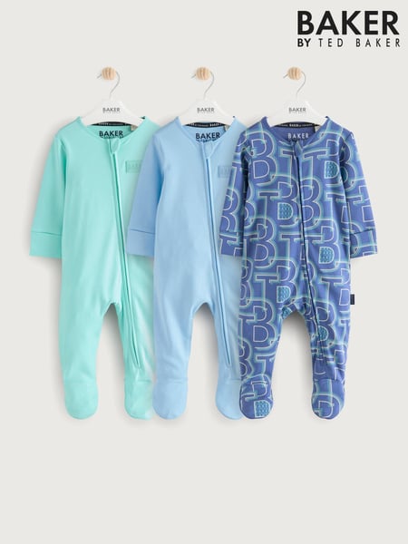 Baker by Ted Baker 100% Cotton Sleepsuits 3 Pack (E04635) | € 59 - € 64