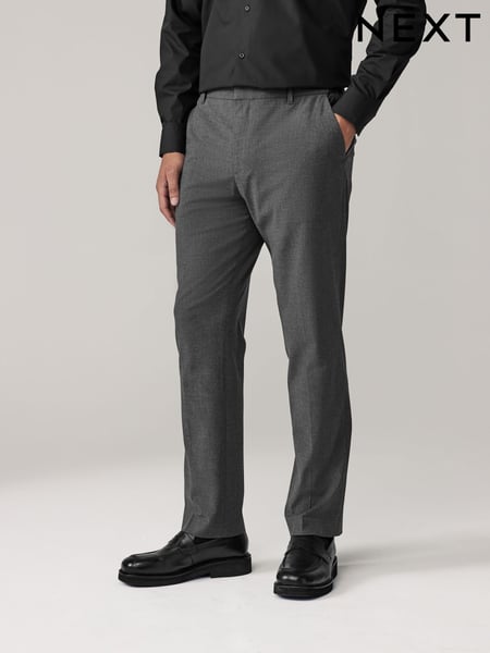 Charcoal Grey Muscle Fit Elasticated Waist Motionflex Stretch Smart Trousers (E04749) | € 60