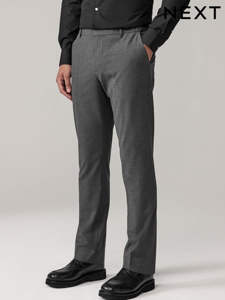 Charcoal Grey Slim Fit Elasticated Waist Motionflex Stretch Smart Trousers (E04750) | € 60