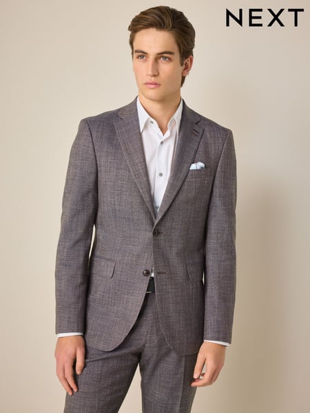 Burgundy Red Regular Fit Trimmed Textured Suit Jacket (E04811) | € 125