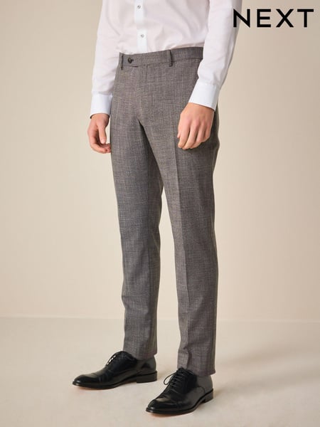 Burgundy Red Regular Fit Trimmed Textured Suit Trousers (E04812) | € 67