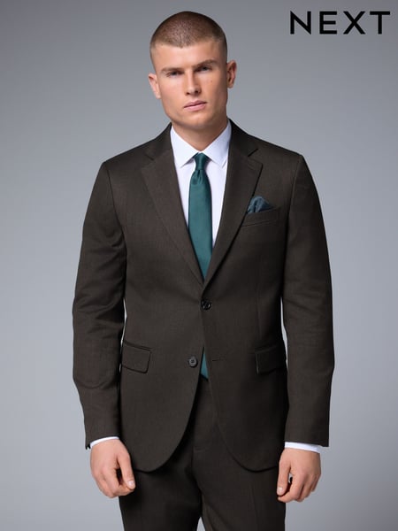 Brown Slim Fit Textured Suit Jacket (E04813) | € 96