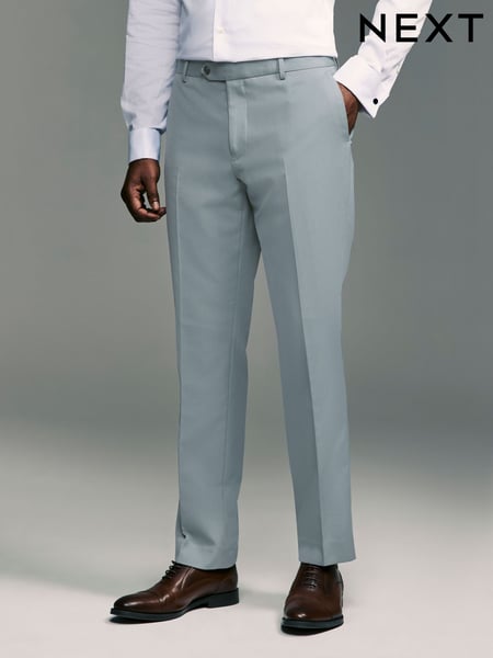 Light Blue Tailored Fit Textured Suit Trousers (E04816) | € 52