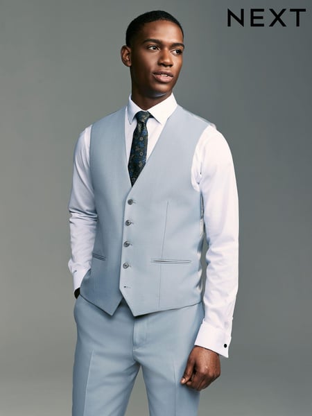 Light Blue Textured Suit Waistcoat (E04817) | € 60