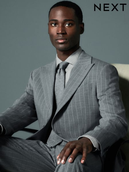Grey Tailored Fit Wool Blend Stripe Jacket (E04818) | € 170