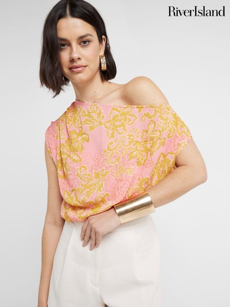 River Island Pink One Shoulder 100% Cotton Top (E05012) | € 33