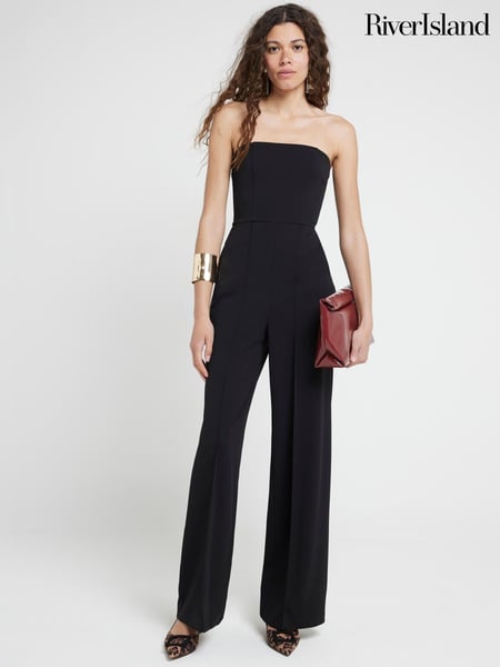 River Island Black Bandeau Wide Leg Jumpsuit (E05123) | € 26