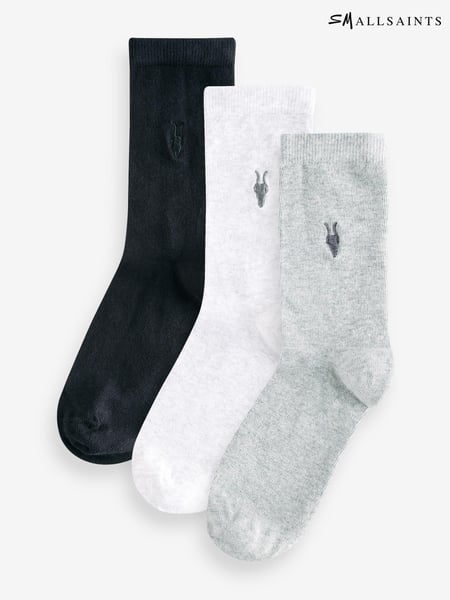 smALLSAINTS Grey/Black Ramskull Embroidered Socks 3 Pack (E05442) | € 17