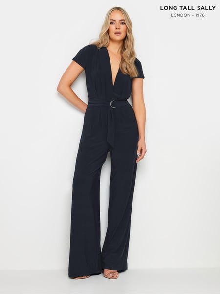 Long Tall Sally Blue ITY Pleated Belted Jumpsuit (E05901) | € 70
