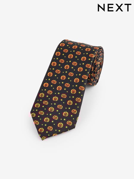 Black/Orange Pumpkin Slim Halloween Design Tie (E05927) | € 10