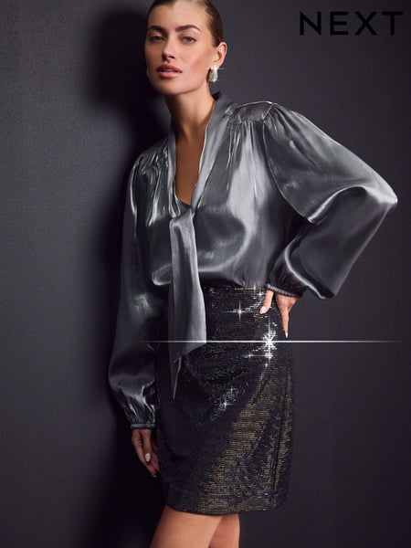 Silver Mini Sequin Skirt (E06108) | € 20