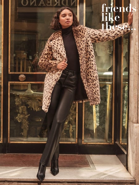 Friends Like These Animal Longline Faux Fur Coat (E06769) | € 47