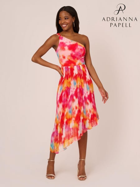 Adrianna Papell Red Asymmetric Chiffon Ankle Dress (E06800) | € 139