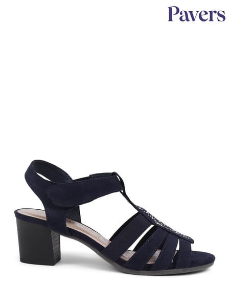 Pavers Navy Embellished Strappy Sandals (E08587) | € 55