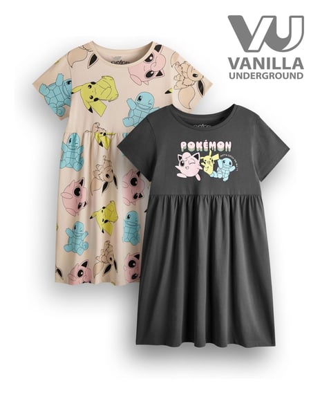 Vanilla Underground Black Girls Pokemon 100% Cotton Dresses 2 Pack (E08767) | € 37