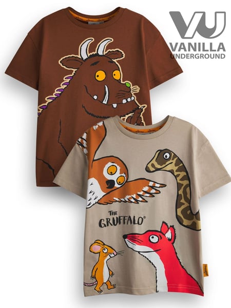 Vanilla Underground Brown Boys Gruffalo 100% Cotton T-Shirts 2 Pack (E08783) | € 34