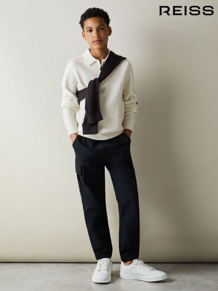 Reiss Off White Regis 3-9 yrs Merino Wool Quarter Zip Polo Shirt (E08800) | € 59
