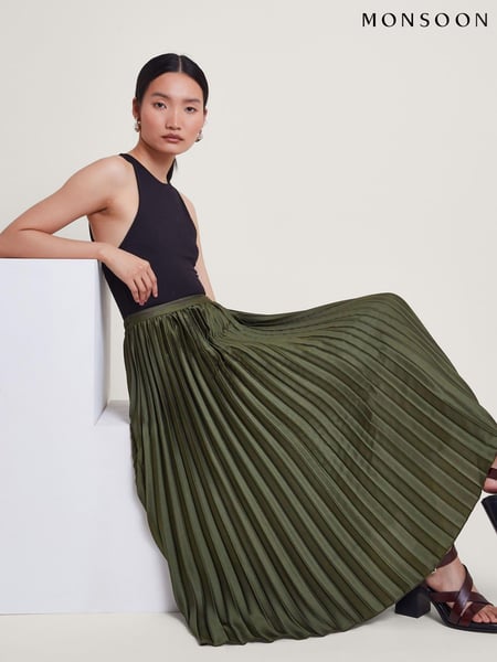 Monsoon Green Evelyn Pleated Skirt (E11249) | € 64
